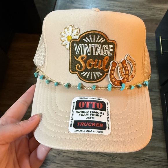 OTTO Accessories - OTTO Beige Trucker Hat with Embellishments